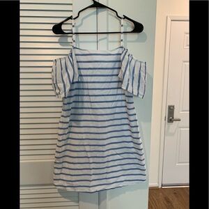 J and J Striped Cold Shoulder Dress